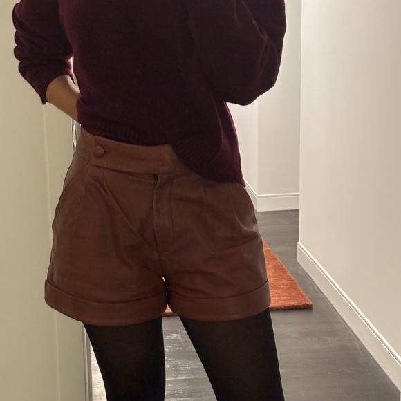 Sézane High Waist Leather shorts - Picture 1 of 9